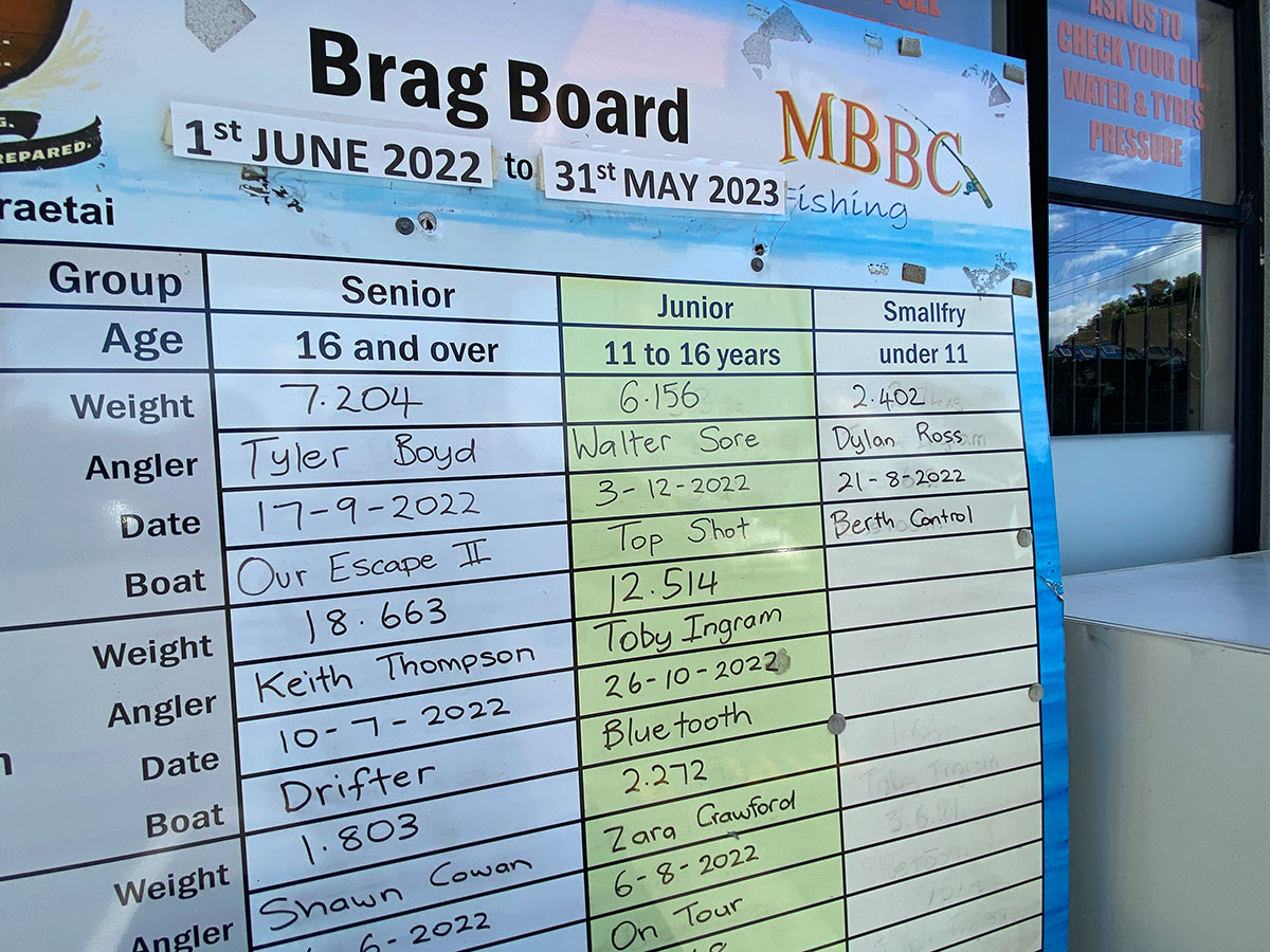 fishing brag board